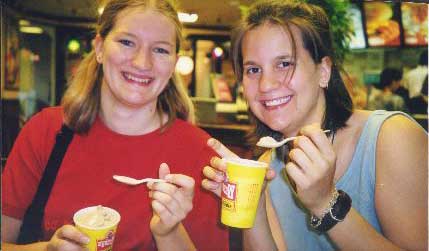 Friends Liz and Jules when we were at Wendy's in Kobe Japan
